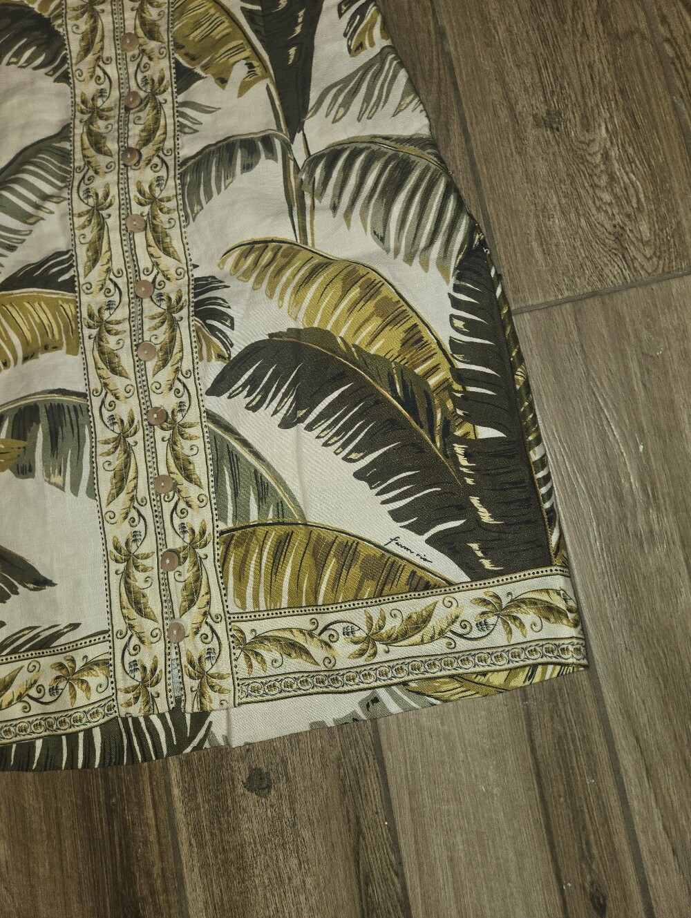 FARM Rio White Dress with Yellow, Olive and Brown Palm Print - Picture 12 of 14